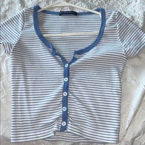 A blue and white crop top Brandy Melville size S